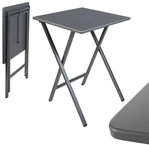 TIENDA EURASIA - Mesa Plegable Comedor | Estructura de Acero Resistente | Tablero de Madera MDF Cuadrada | Auxiliar de Cocina | Medida 48 x 48 x 65 cm (Gris)