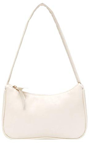 Kagodri Damen Vintage Bowknot Handtasche PU Leder Schultertasche Weiß, 22.5 x 8 x 14.5 cm