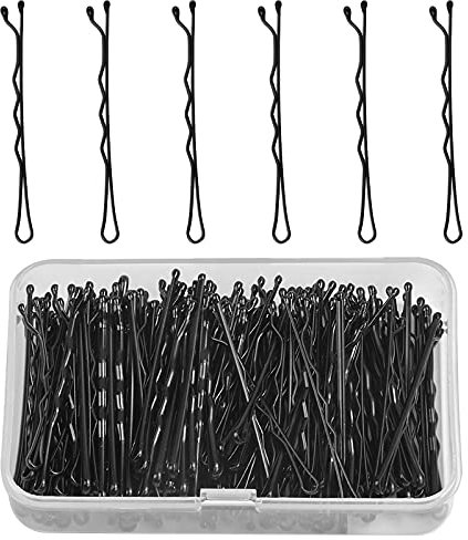 150 Stück Haarspangen Haarnadeln, Metall Wellenform Haarklammern Pins für Mädchen Frauen Haarzusätze für Friseursalon, Schwarz Haarnadeln Kit mit Aufbewahrungsbox (5cm Lange)
