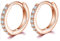 GULICX 8mm Silver Rose Gold Hoop Earrings for Women Men Teens, Hypoallergenic 925 Sterling Silver Post Small Hoop Earrings with AAA Cubic Zirconia, Huggie Hinged Cartilage Sleeper Hoops Earring