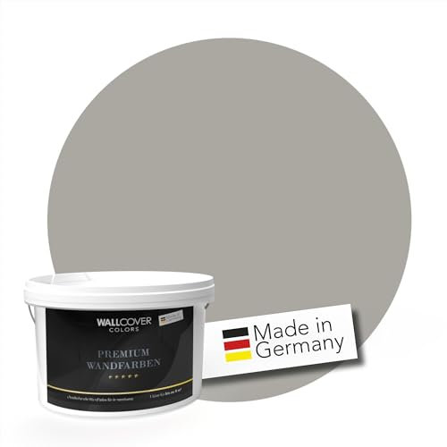 WALLCOVER PREMIUM Wandfarbe Grau 2.5L für 20m² | Friedliches Gletschergrau | Innenfarbe Edelmatt | Höchste Deckkraft Klasse 1 | Qualität aus Deutschland