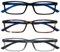 OPULIZE See-Brille Blaulichtfilter 3er Pack Schmal Rahmen Federscharniere Verbessern Den Schlaf Computerbrille Gaming Entspiegelt Schwarz Braun Grau Herren Damen BBB9-127