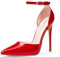 Zhabtuc Talons Hauts, Escarpins D'Orsay pour Femmes Bride à la Cheville Bout Pointu Chaussures de Mariage de Fête, Rouge, 40 EU