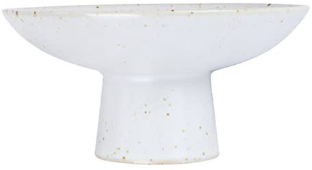 Luxshiny Ceramic Footed Bowl - Small Porcelain Pedestals Decorative Centerpiece - Vintage Round Serving Plate for Dried Fruit, Candy, Nuts, Snacks - White Vegetable Trays