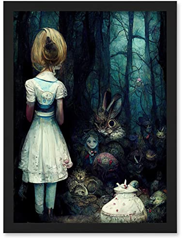 Doppelganger33 LTD Alice In Wonderland Fantasy Forest Friends Artwork Framed Wall Art Print A4
