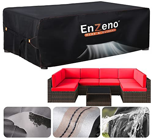 Enzeno Groß Gartenmöbel Abdeckung Wasserdicht mit Belüftungsöffnungen 280 * 205cm, Abdeckplane Schutzhülle für Gartentische Terrassenmöbel, Outdoor Sofa Tisch Möbelsets, Schwerlast Oxford Gewebe