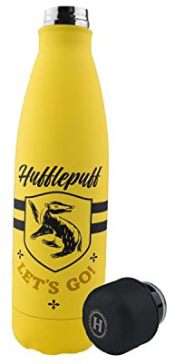 Cinereplicas Harry Potter - Isolierte 500ml Edelstahl Wasserflasche Hufflepuff Auf geht's - Offizielle Lizenz