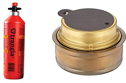 Trangia Fuel Bottle with Safety Valve,Red, 1 L (Bottle is empty inside) & Spirit Burner with Screwcap