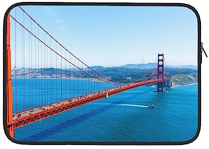 San Francisco Golden Gate Bridge bedruckte Computer-Handtasche Laptophülle Notebook-Tasche Laptophülle Laptophülle, Schwarz , 15 inch