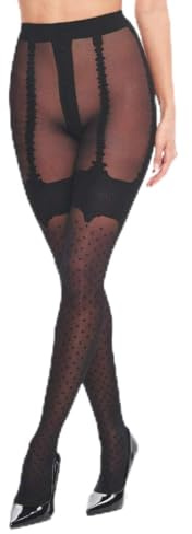 Kotek Feinstrumpfhose mit Straps und DOTS 20DEN (L-XL, Black)