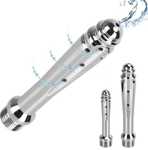 Axcroo Edelstahl Analdusche Vaginaldusche Metall Duschköpfe Enema Nozzle Klistierspritze Irrigator Einlauf Anal Spülung Vaginal Dusche Analspülung Darmreinigung Intimreinigung für Männer Frauen (L)