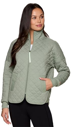 Avalanche Steppjacke für Damen, Ganzjahresjacke mit Stehkragen und Reißverschluss und Taschen für Wandern, Reisen, Freizeitkleidung, Lily Pad, L