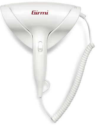 Girmi PH03 - Secador de pelo montado en la pared, 1700 W, 2 velocidades y 2 temperaturas, montaje en pared, termostato, protección contra sobrecalentamiento, color blanco