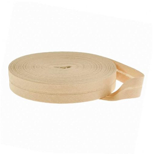 25m Baumwoll-Schrägband 14mm gefalzt, Farbwahl - Einfassband Nahtband Kantenband, Farbe:sand