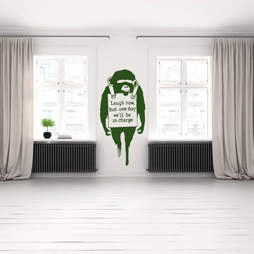 Wandtattoo Banksy Monkey – Art Vinyl Street Baksy Aufkleber 31 x 63 cm