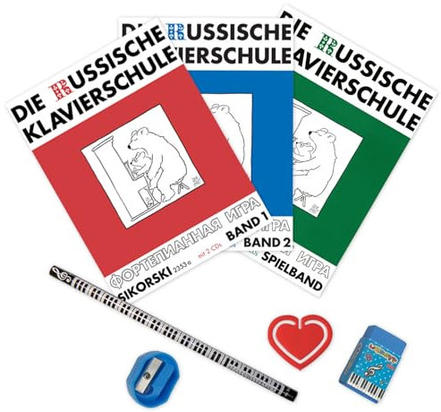 Die Russische Klavierschule Band 1 + Band 2 und Spielband (Starterset Mit CDs) - Klavier spielen lernen, Unterrichtswerk Deutsche Ausgabe SIK2353a + SIK 2354a + SIK 2379a - Komplettsets