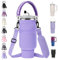 AceTreker Water Bottle Sleeve Bag for Stanley 30/40 oz Tumbler with Handle & 2 Pockets, Neoprene Metal Travel Coffee Mug Carrying Sling Accessories-Purple