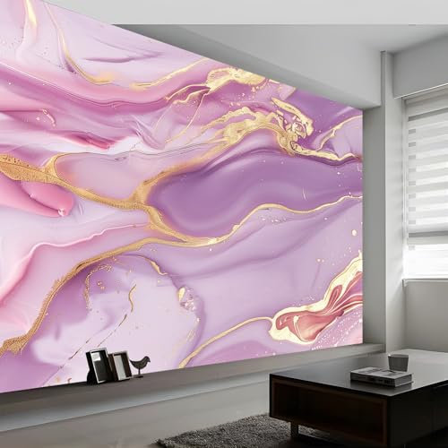 3D Wall Mural Marble Fluid Luxury Art Print Photo Wallpaper, Purple Non-Woven Wall Mural, Decoration Poster Picture Design Modern Mural 400 x 280 cm (WxH) for livingroom Kids Bedroom