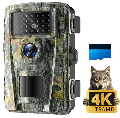 Coolifepro 4K 48MP Wildkamera, Wildkamera mit Bewegungsmelder Nachtsicht No Glow 940nm IR LEDs, 0,1s Schnelle Trigger Geschwindigkeit wasserdicht IP66, Wildtierkamera mit 32G Speicherkarte