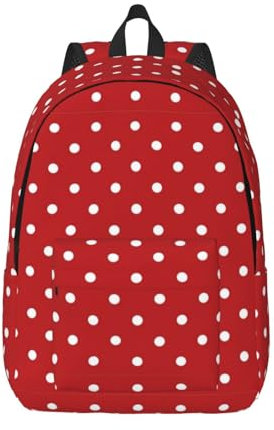 WURTON Mochila de lona grande con estampado de lunares blancos para laptop, mochila de lona para uso diario, Negro -, S