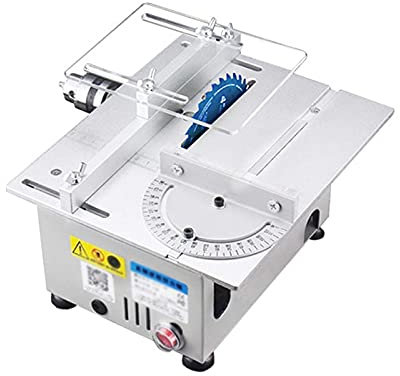 GLJTUO Sega da Tavolo, Mini Sega da Tavolo, Sega Circolare da Banco Elettrica con Regolazione Dell'Angolo di Sollevamento della Lama Silenziosa E Antipolvere Fine per Progetti di,Silver