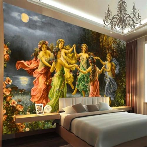 3D Tanzende Göttin Selbstklebende Fototapete 3D Mythologie Ölgemälde Tapete Wandbild Bild Fototapeten 3D Tapete Wohnzimmer Die Wand Für Schlafzimmer 250x175cm