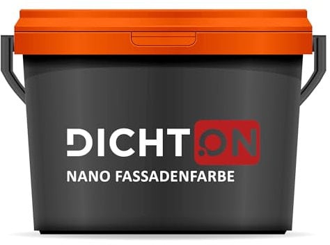 DICHTON Nano Fassadenfarbe 10L Weiss matt - Silikonharz Fassadenschutz Wandfarbe mit Abperleffekt, wasserabweisend, hochdeckend, diffusionsoffen - Beton, Putz, Stein, Klinker - D.67W