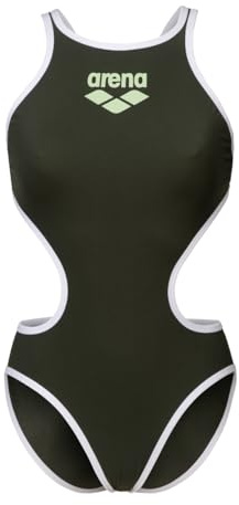 ARENA Damen One Women's Big Logo Swimsuit Badeanzug, Dunkles Salbei/Weiß, 36
