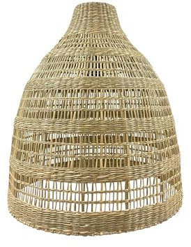 Lumisky Natürlicher Lampenschirm Freya, lang, aus Gras, Marineblau, Boho-Stil, Höhe 56 cm, für elektrische Fassung E27