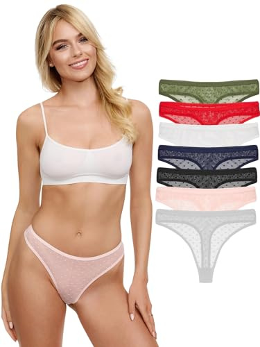 Tazzio Damen String 7er-Pack Tanga Unterhose Slip Unterwäsche Pantys Mehrpack Mix Farben F918