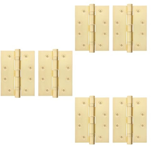 EAI Brass Door Hinges | 4 Inch / 102mm Satin Brass Internal Fire Door Hinges | 3 Pairs