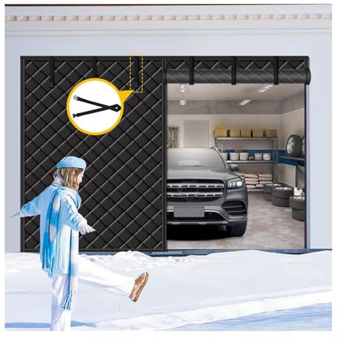 Rideau de Porte de Garage à Isolation Thermique magnétique, Rideau De Porte Isolant Coton, Tissu Oxford Rideau Thermique Isolant Anti Froid, Kit d'isolation de Porte de Garage pour Magasin/Garage(111.