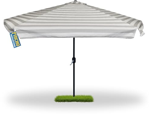 Pincho Sombrilla Terraza Exterior 300cm, Sombrilla Jardin Grande con Ventana Superior, Tela Poliéster 170gr/m2, Aluminio, Protección Solar UV50+ (Asturias Rayas)