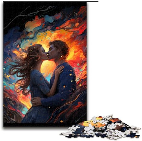 1000 teiliges Puzzle für Erwachsene farbenfrohes psychedelisches „Arctic Kiss“ Puzzle Familienunterhaltungsspielzeug einzigartige Heimdekoration und Geschenke 75 x 50 cm