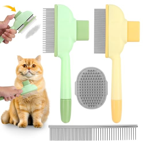 2 Stück Katzenbürste, Pfotenmond Fellwunderbürste(Gelb,Grün)