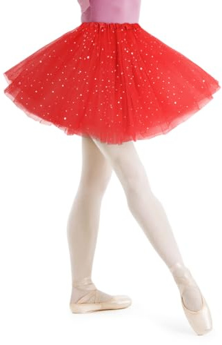 AYBUY Jupe Tutu pour Femme avec Paillettes Étoiles,3 Couches Jupe en Tulle Rétro Années 80,Fête Halloween Carnaval Costume De Fête,Tutu Rétro Accessoire Fluo Danse Habiller Fille