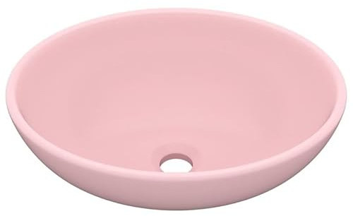 Lavabo ovale de luxe en céramique rose mat 40 x 33 cm – Design élégant pour salle de bain et WC d'invités – Durable et facile d'entretien