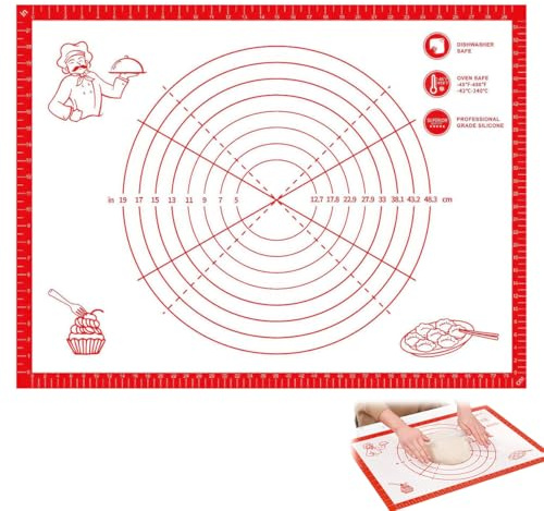 Tapis De Cuisson en Silicone Extra Grand 80x60cm, Tapis à Rouler avec Mesure de Cuisson, Taille de Tapis Antiadhésif à Pâtisserie, Sous-Couche de Cuisson pour Pâte, Macaron, Biscuit