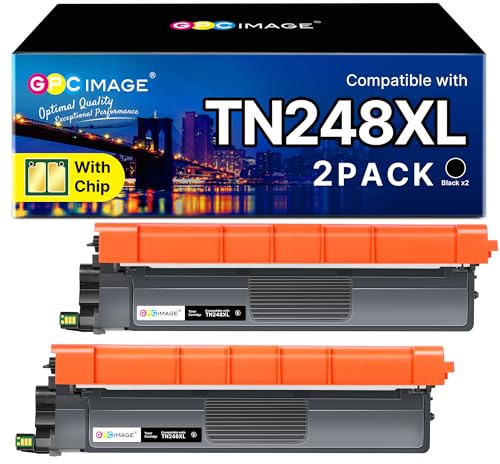 GPC IMAGE TN248XL Toner Schwarz Kompatibel für TN248 Brother MFC-l3760CDW | TN-248XLBK, 2er Pack, hohe Reichweite, Kompatibel mit DCP-L3560CDW, HL-L3240CDW, MFC-L8390CDW, HL-L3220CWE