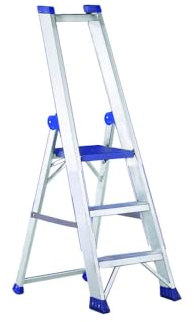 Svelt Scala Professionale 3 Gradini con Piattaforma e Parapetto – Alluminio Rinforzato con Profilo Scatolato – Altezza di Lavoro 254/274 cm – Portata 150 kg – EN131 e D.Lgs. 81/08