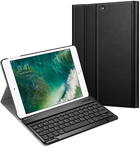 Fintie Tastatur Hülle für iPad 9.7 Zoll 2018 2017 / iPad Air 2 / Air 1 - Ultradünn leicht Schutzhülle Keyboard Case mit magnetisch Abnehmbarer drahtloser Deutscher Bluetooth Tastatur, Schwarz
