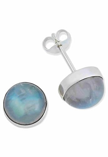 Ohrstecker 925 Silber Mondstein weißer Stein schimmer Edelstein Ohrringe echt Silber Damen Sterling Silber Stecker Geschenk(MOS-059-04)