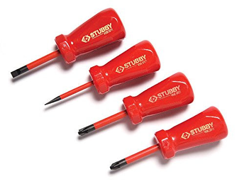 Stubby VDE Slim Screwdriver Set of 4. T48349 SL4.0mm x 1 SL5.5mm x 1 PZD2x 1 MOD x 1