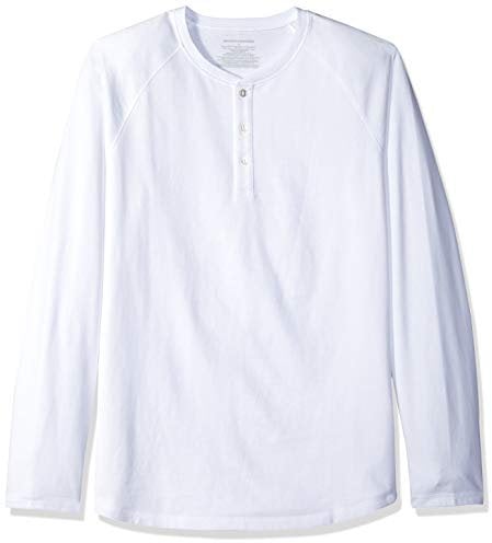 Amazon Essentials Men's Regular-Fit Long-Sleeved Henley Shirt (Available in Big and Tall), White, XL
