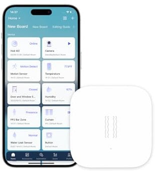 Aqara Sensor de Vibración, Requiere AQARA HUB, Conexión Zigbee, para Sistema de Alarma y Domótica, Mini Detector Inalámbrico de Rotura de Cristales, Compatible con Apple HomeKit e IFTTT