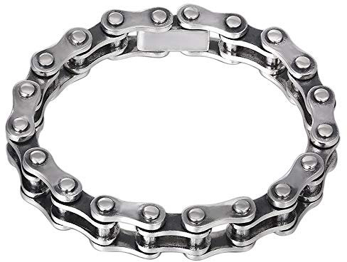 Retro Vintage 925 Sterling Silver Bike Chain Bracelet Motorcycle Bicycle Chain Link Bracelet for Men Boys 10mm 20cm