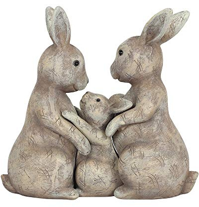 Entzückendes Familienhasen-Ornament – 12 cm x 12 cm (1 Stück) – mit liebevollem Vater, Mama und Baby-Häschen für geliebte Menschen und Raumdekoration
