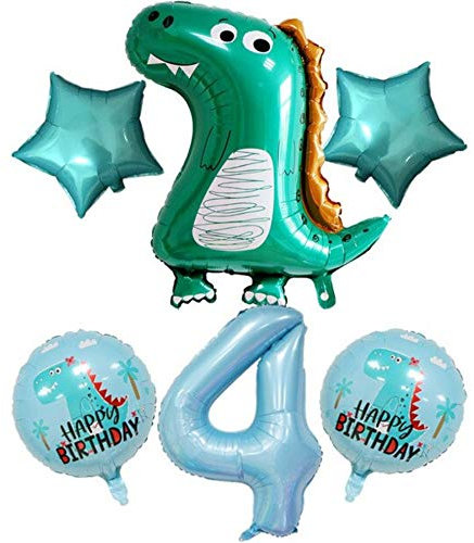 DIWULI Dino Geburtstag Deko 4 Jahre - Luftballon Set