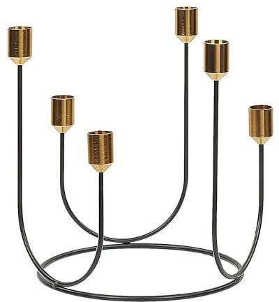 Mehrarmiger Kerzenständer Kerzenhalter Kerzendeko Schwarz/Gold Metall 6-flammig