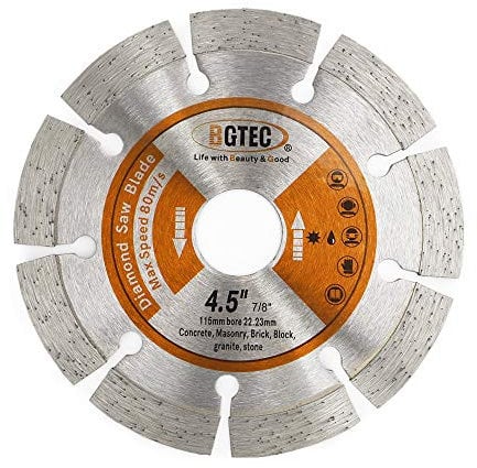 Lame Diamantate Segmentate per Sega Elettrica, BGTEC 1 Pezzo 115 mm Disco da Taglio per uso Generico a Secco o a Umido per Muratura di Mattoni di Pietra e Cemento